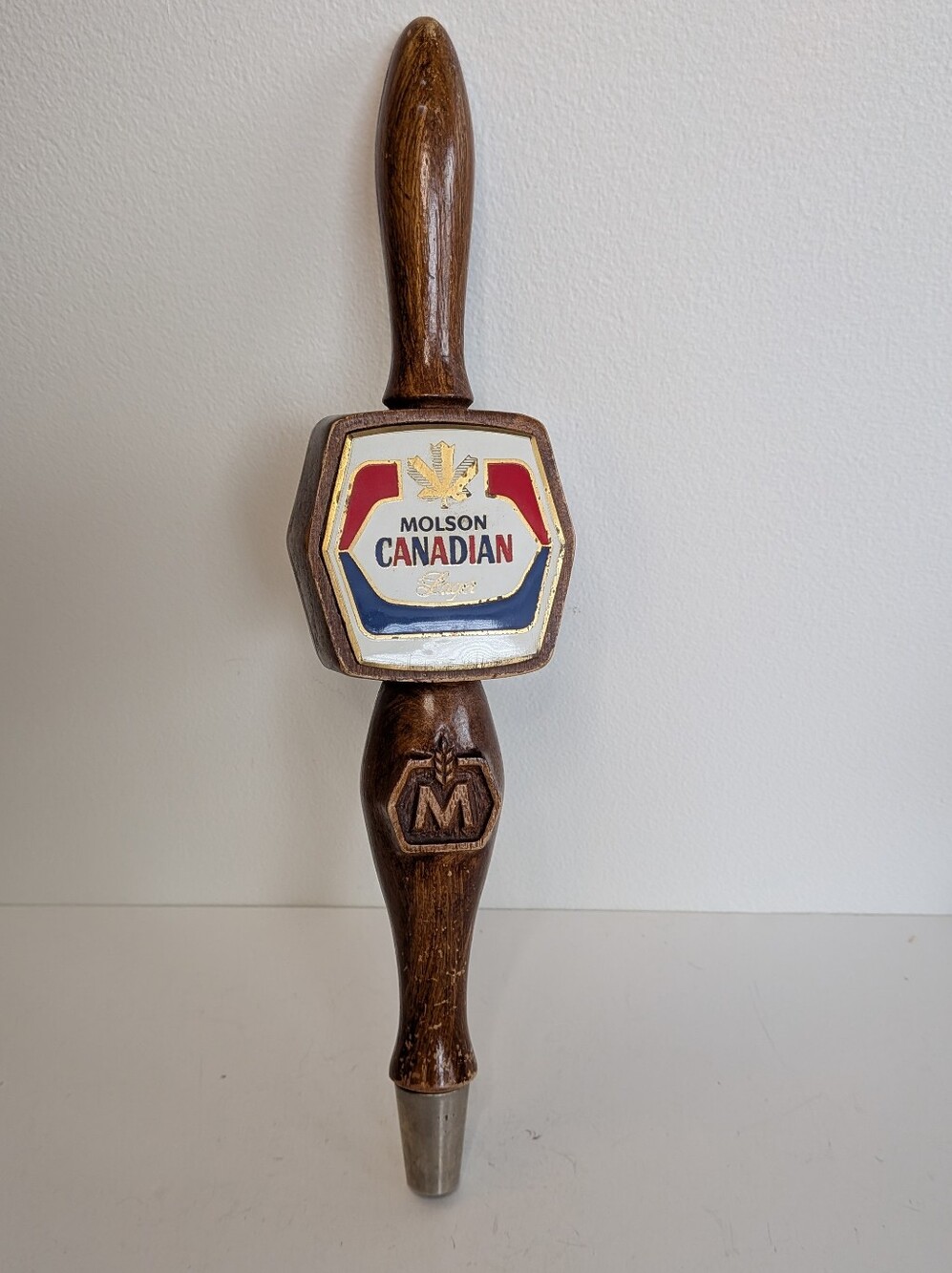 Vintage Molson Canadian Beer Tap HandleWooden Draft Keg Faucet Knob Breweriana